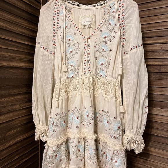 Anthropologie Lace Tunic Dress Embroidered Ivory size XSP $366 - Picture 5 of 8
